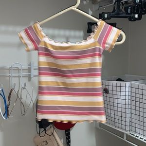 Colorful Off The Shoulder Cropped